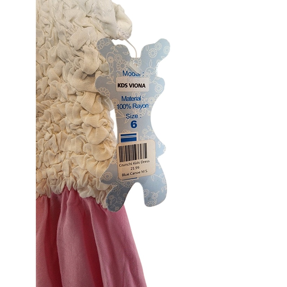 Viona Girls Pink White‎ Ombre Smocked Popcorn Handkerchief Hem Dress 6 NWT - Picture 4 of 8